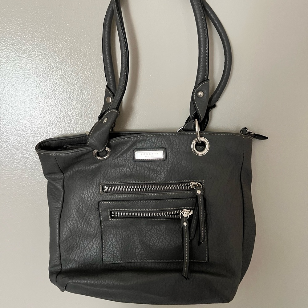 Grey leather purse
